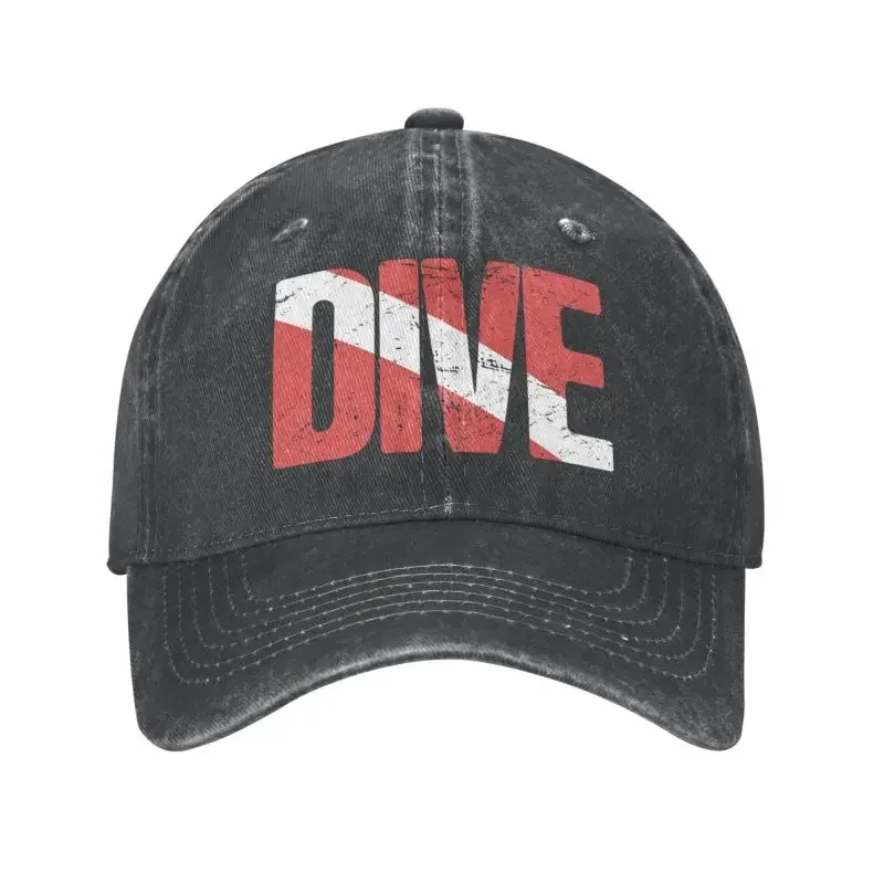 Punk Cotton Vintage Scuba Diving Flag Baseball Cap for Men Women Adjustable Diver Dad Hat Sports