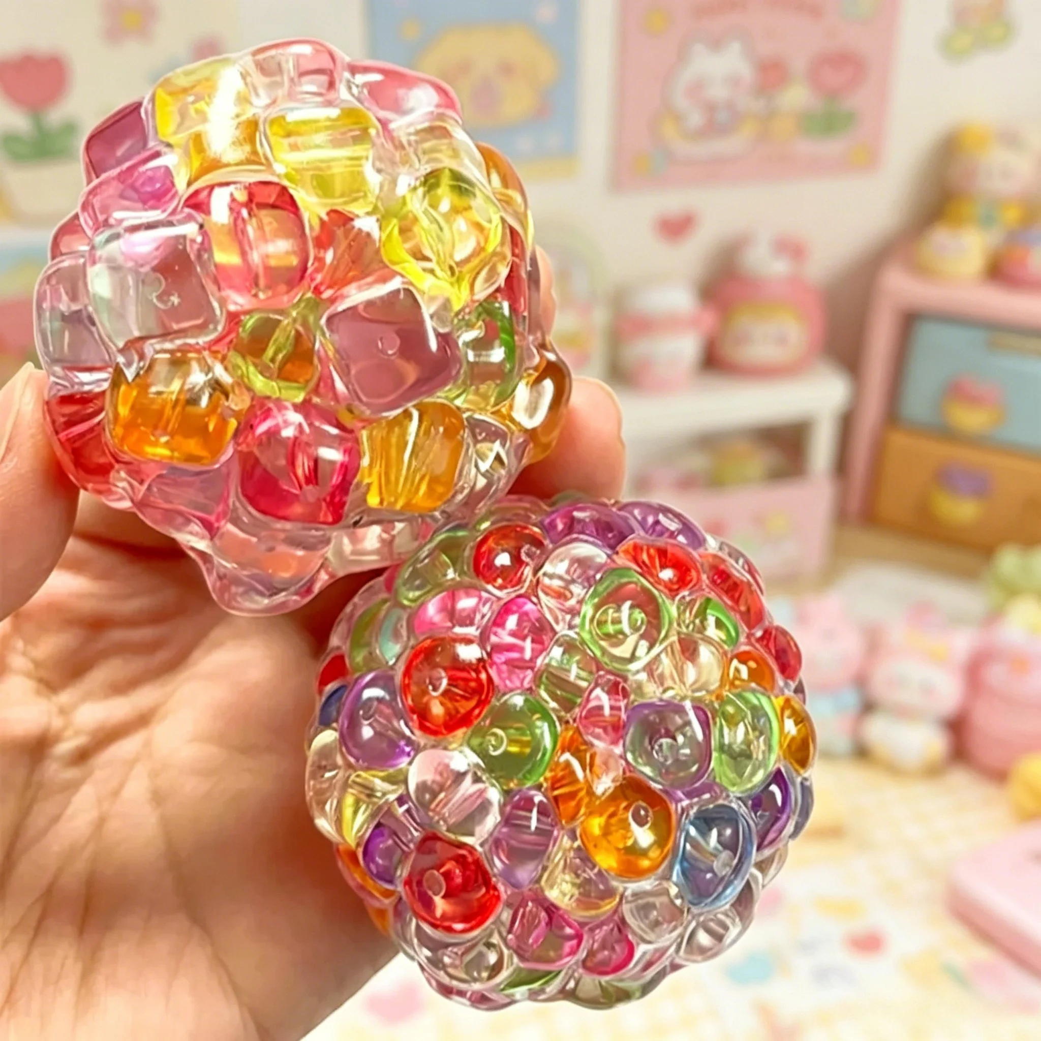 Crunchy ASMR Ice Beads Filled Squishy Stress Balls Extra Soft Squeeze Sensory Fidget Toys Anxiety Relaxation Present for Adults