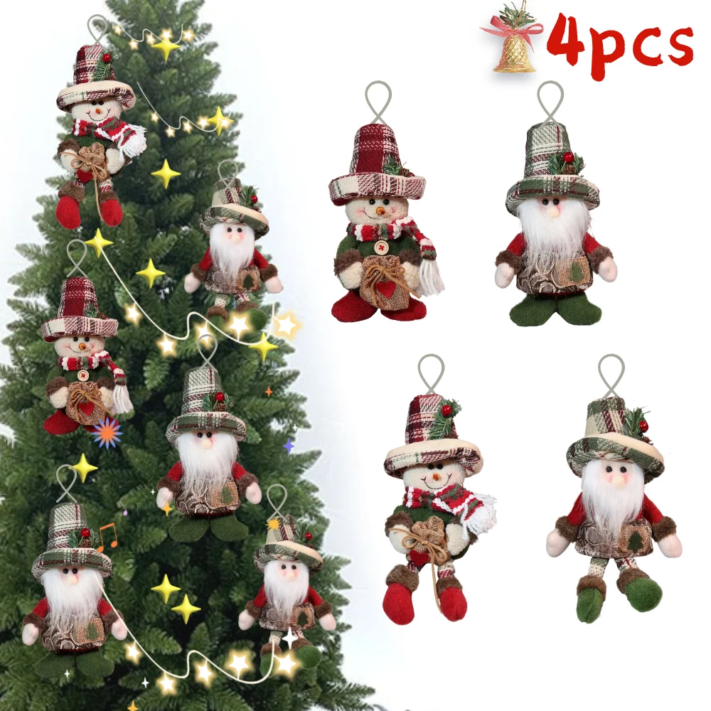 4PCS xmas Tree Hanging Doll Christmas Ornaments  Christmas Tree Decoration Home Decor Present Xmas Children'S Gift