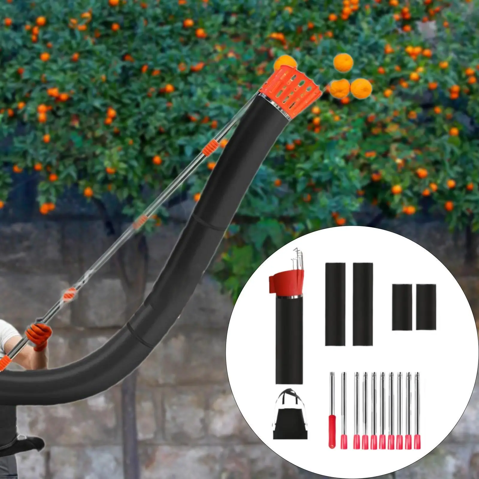 Pólo selecionador de frutas de 13 pés, agarrador de frutas com saco de colheita, ferramentas manuais leves de jardim para manga, colheita contínua de limão