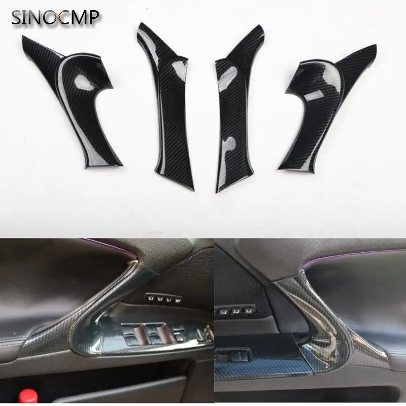 4Pcs Interior Door Armrest Panel Trim Carbon Fiber For Lexus IS F 250 350 2006-2013 Car Interior Door Handle Pull Trim Cover