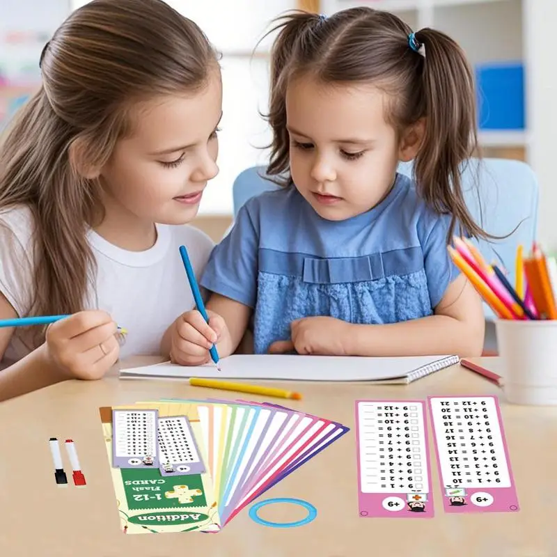 

Флэш-карты для умножения, флэш-карты для детей, двусторонняя интерактивная обучающая игра с двумя ручками для сухого стирания для дома в классе