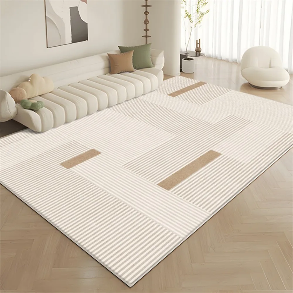 

VIKAMA Modern Minimalist Living Room Rug Nordic Style Striped Non Slip Easy Clean Versatile Rug Instagram Worthy Home Decor