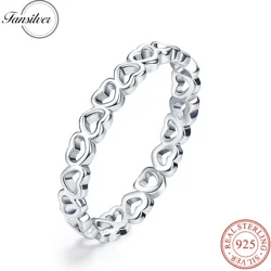 Fansilver 925 Sterling Silver Heart Ring for Women Cute Plain Heart Band Dainty Engagement Promise Wedding Rings Jewelry