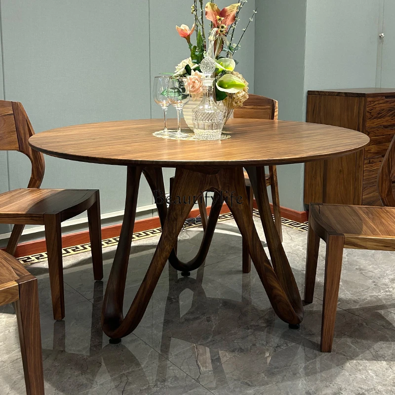 

*New Chinese light luxury ebony solid wood dining table simple Nordic restaurant dining table