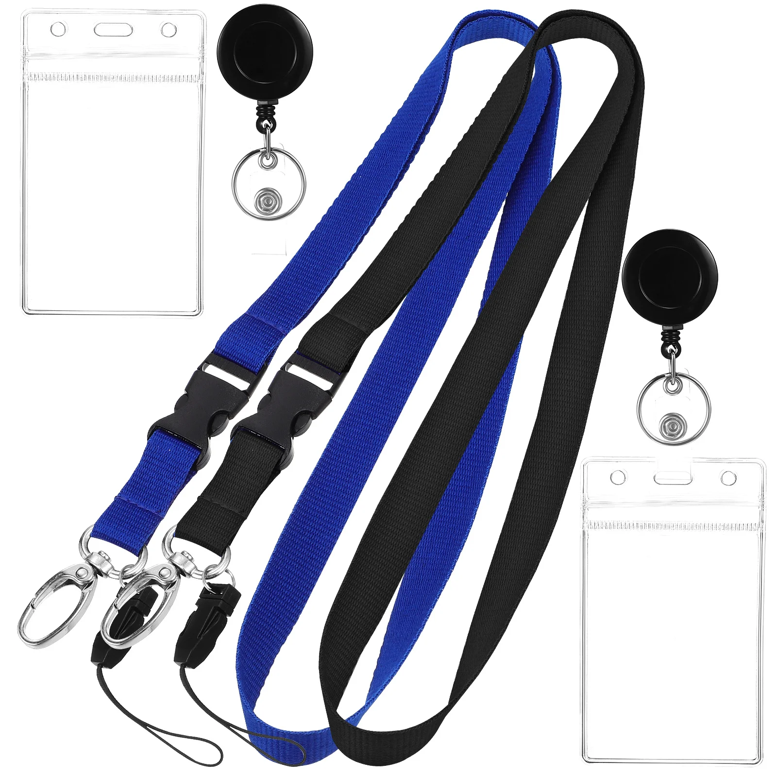 

2Sets Premium PVC Id Card Holder with Lanyard Buckle 2sided Design for Various Cards Lightweight Id Card Holder