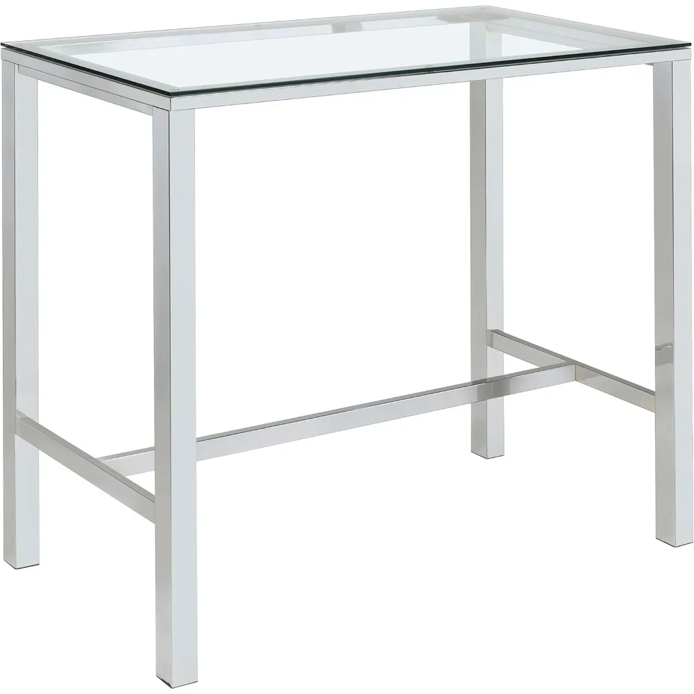 

Coaster Tolbert 47" Rectangular Bar Table: Glass & Metal with Tempered Top & Chrome Legs