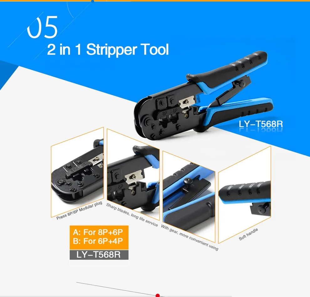 Eazy RJ45 Tool Pass Thru Crimper Tool OEM Factory Eazy RJ45 Crimping Tool Crimping Pliers