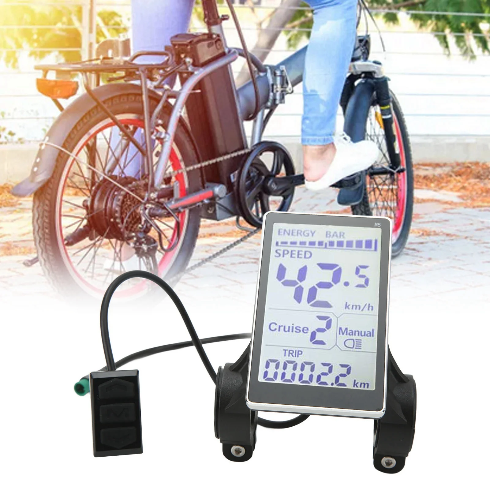 Scooter LCD Panel Screen ABS Easy To Install Electric Bike LCD Display Waterproof 5 Pin for 31.8mm 22.2mm Handlebars