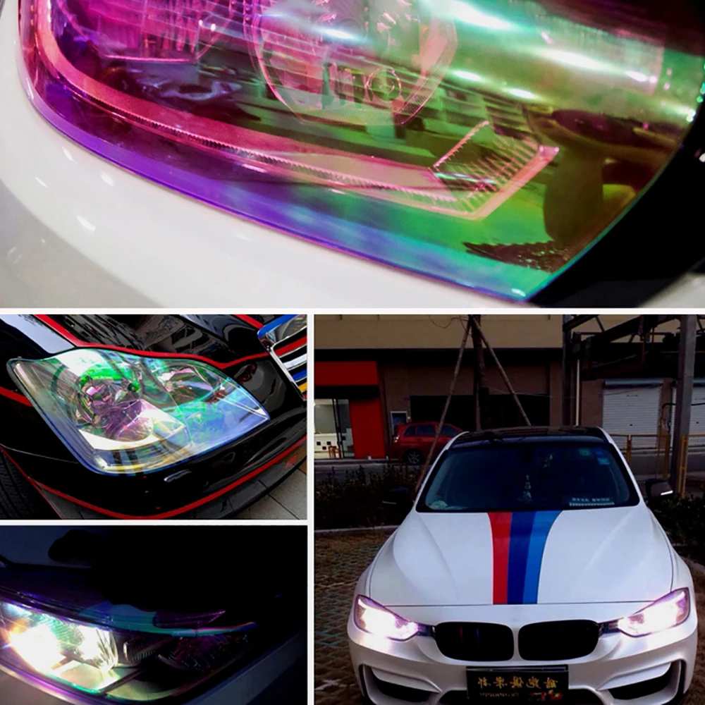 30*100 سنتيمتر Charmeleon السيارات التصميم المصابيح الأمامية سيارة المصابيح الخلفية شفافة أضواء الفينيل فيلم تغيير لون ملصقات السيارات الملحقات #4