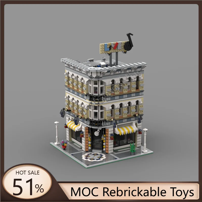 

2610 PCS Retro Street View Grand Emporium Construction Construction Assembly DIY Model Building Blocks Toy adult Birthday Gifts