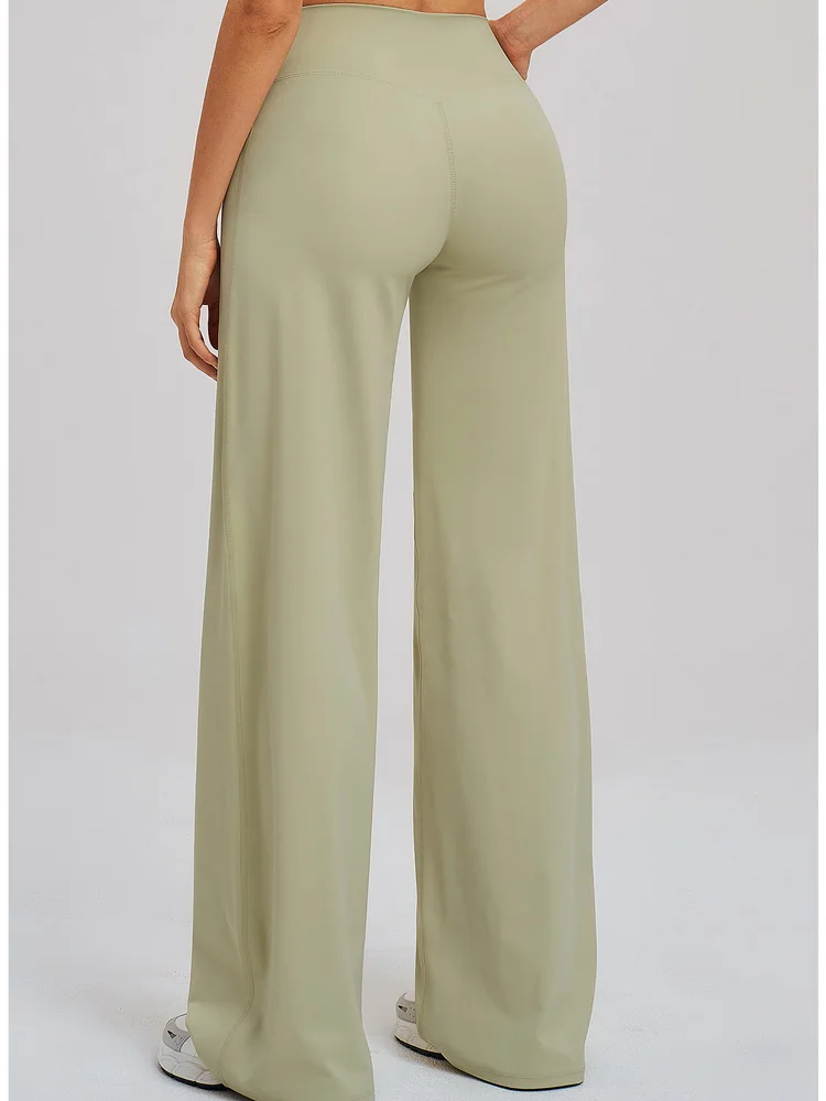 Women's Sportswear Leisure Wide Leg Pants Crossed Waist Loose Drooping Pants Leg Brushed Fabric Gym Fitness Yoga Long Trousers