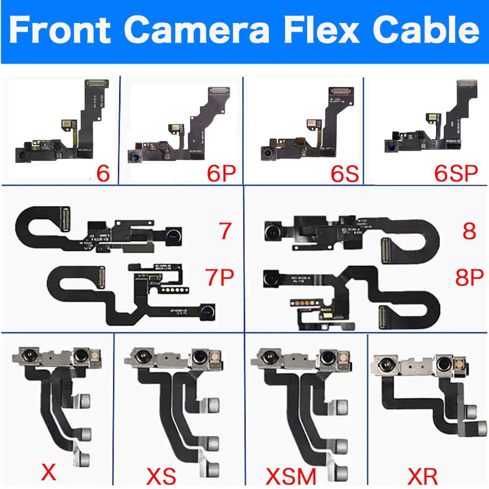 Face Front Camera For iPhone 6 6P 6SP 7 8 Plus X XR XS Max Top Camera Module With Sensor Proximity Flex Cable Repair Parts