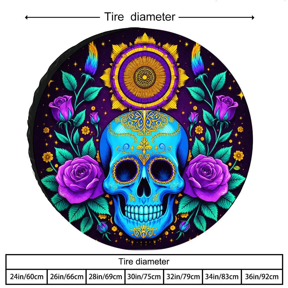 Cubierta de neumático Mexican Day Of The Dead (Dia De Los Muertos) con diseño colorido de calaveras y calaveras de azúcar, apta para SUV, camión, coche Sp