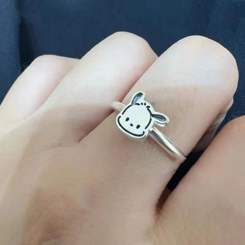 Sanrio Pochacco Cartoon Rings Anime Figures Anime Merchandise Decoration Ring Q Figural Beautiful Cute Girl Rings Birthday Gifts