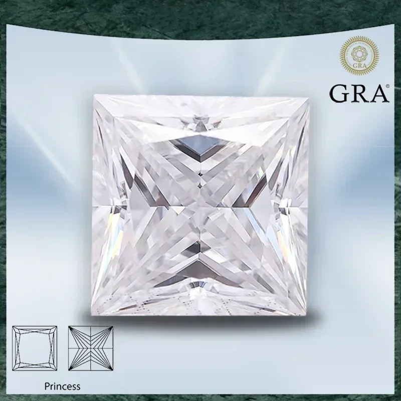 

Moissanite Stone Princess Cut Highest Grade Super White D Color VVS1 Quality Charms Jewelry Making Materials with Certificate