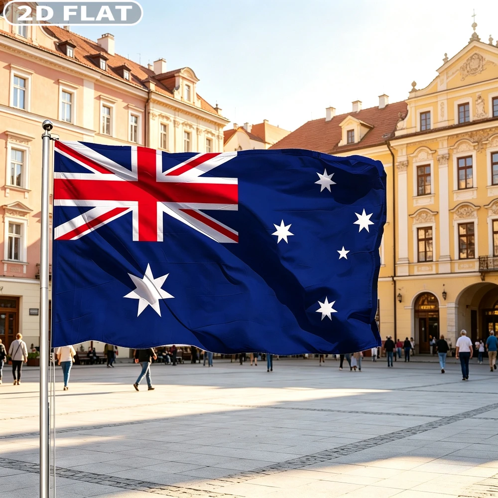 2D FLAT Printing 1pc Australia Flag, 75x150cm 90x180cm Durable Country Flag Banner, Polyester Vibrant Colors, No flagpole.