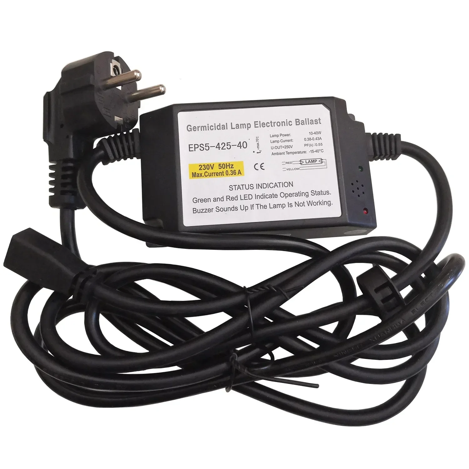 EU Standard UV Germicidal Lamp with Electronic Ballast Buzzer Alarm IP60 EPS5-425-40 RW5
