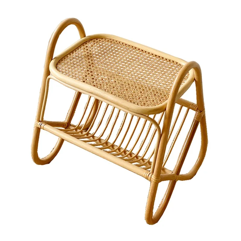 Southeast Asian style rattan shelves medieval sofa small beside table magazine racks for living room home coffee table