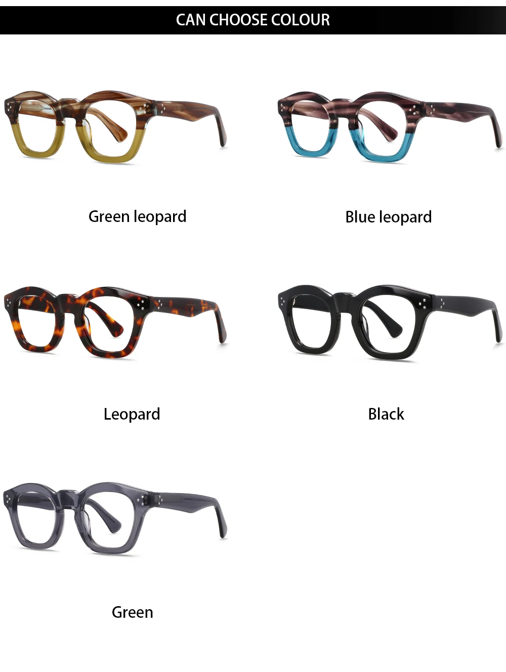 55352 Optische Brillengestelle für Herren und Damen, Vintage-Brille, Computer-Acetat-Brillengestell für Herren, klare Linse – Detail 7