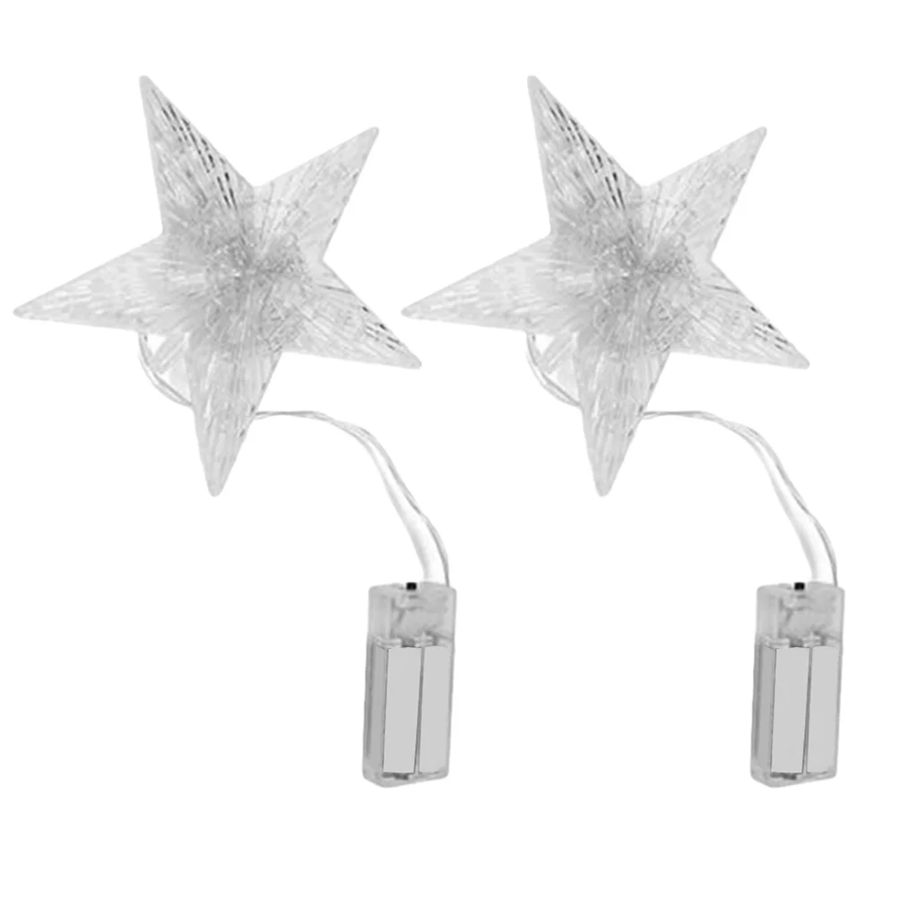 

2Pcs Christmas Tree Star Treetop Light Plastic Crystal 10 Leds Christmas Decoration Party Atmosphere Colorful Warm White