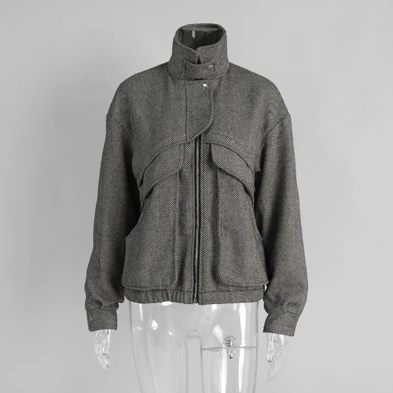 

Fashion Elegant Jacket 2026 Spring and Autumn Zipper Top Loose Women's Jacket
