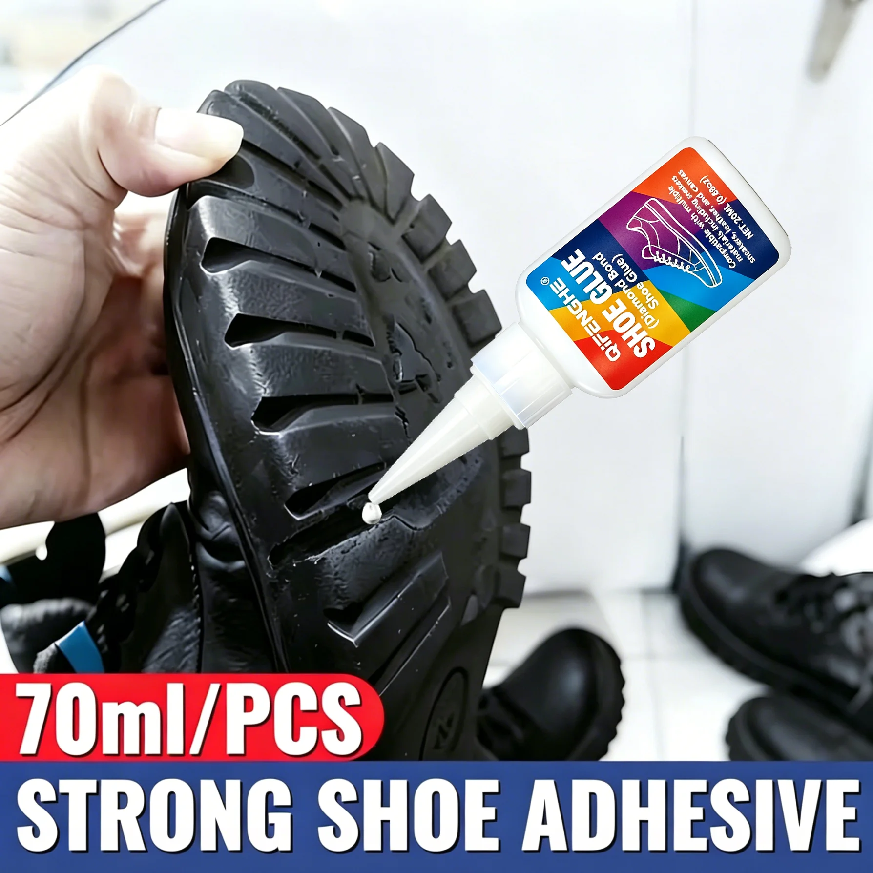 Multi-Purpose Shoe Repair Adhesive, Waterproof Strong Glue for Soles, Leather, Rubber & Canvas,  Cracks on All Footwear view 2