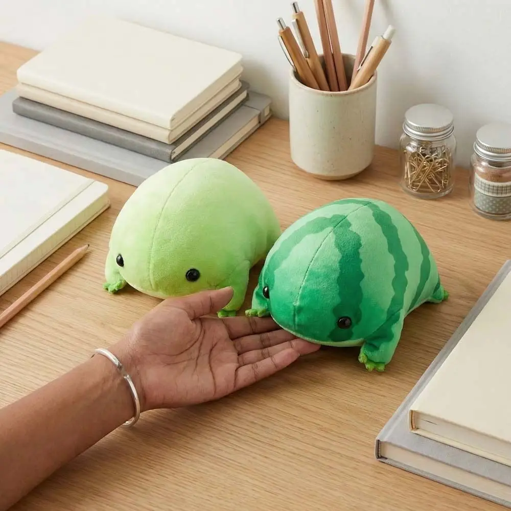 

Cartoon Style Green Frog Green Color Soft Material Frog Keychain Fluffy Texture PP Cotton Stuffed Animal Decompress Animals