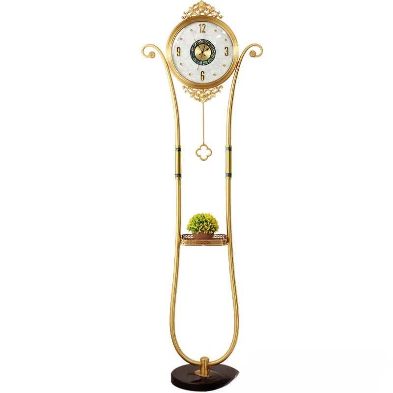 Modern light luxury pure copper floor clock, living room home vertical pendulum clock, villa simple creative decoration