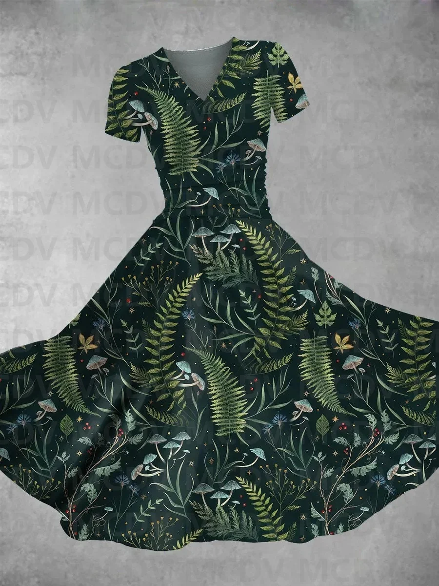 Women's Vintage Mystic Dream Print Maxi Dress 3D Printed Sexy V-neck Dress Female Dresses