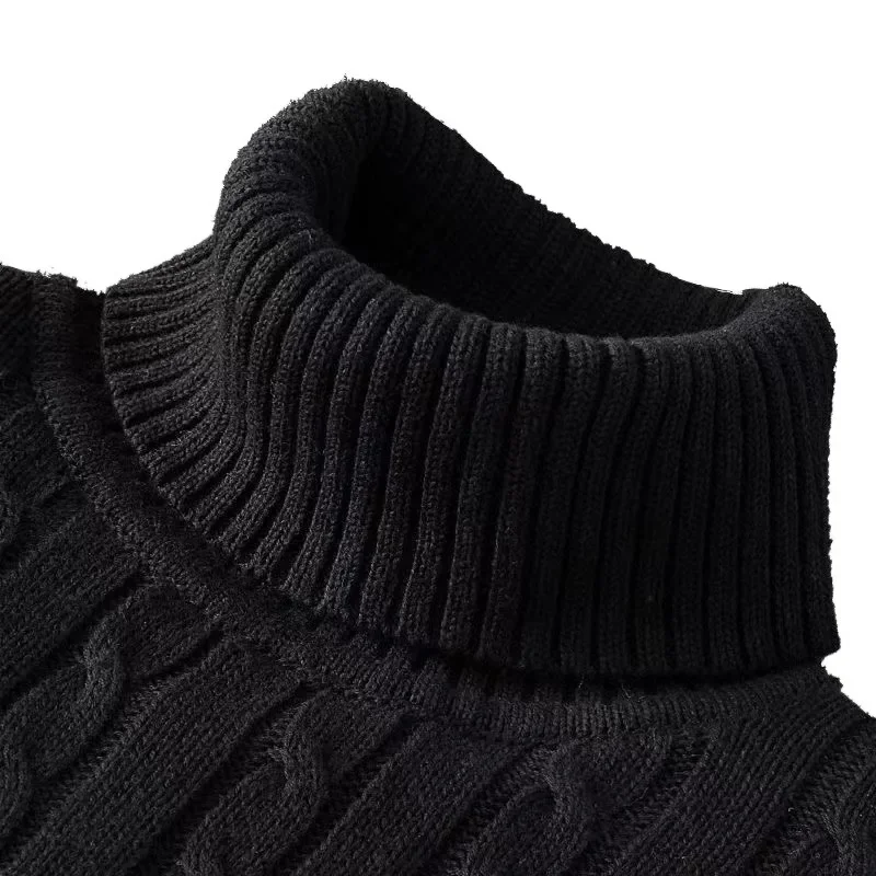 

Autum Winter Warm Turtleneck Sweater Men's Casual Rollneck Knitted Pullover Keep Warm Men Jumper Knit Woolen Sweater