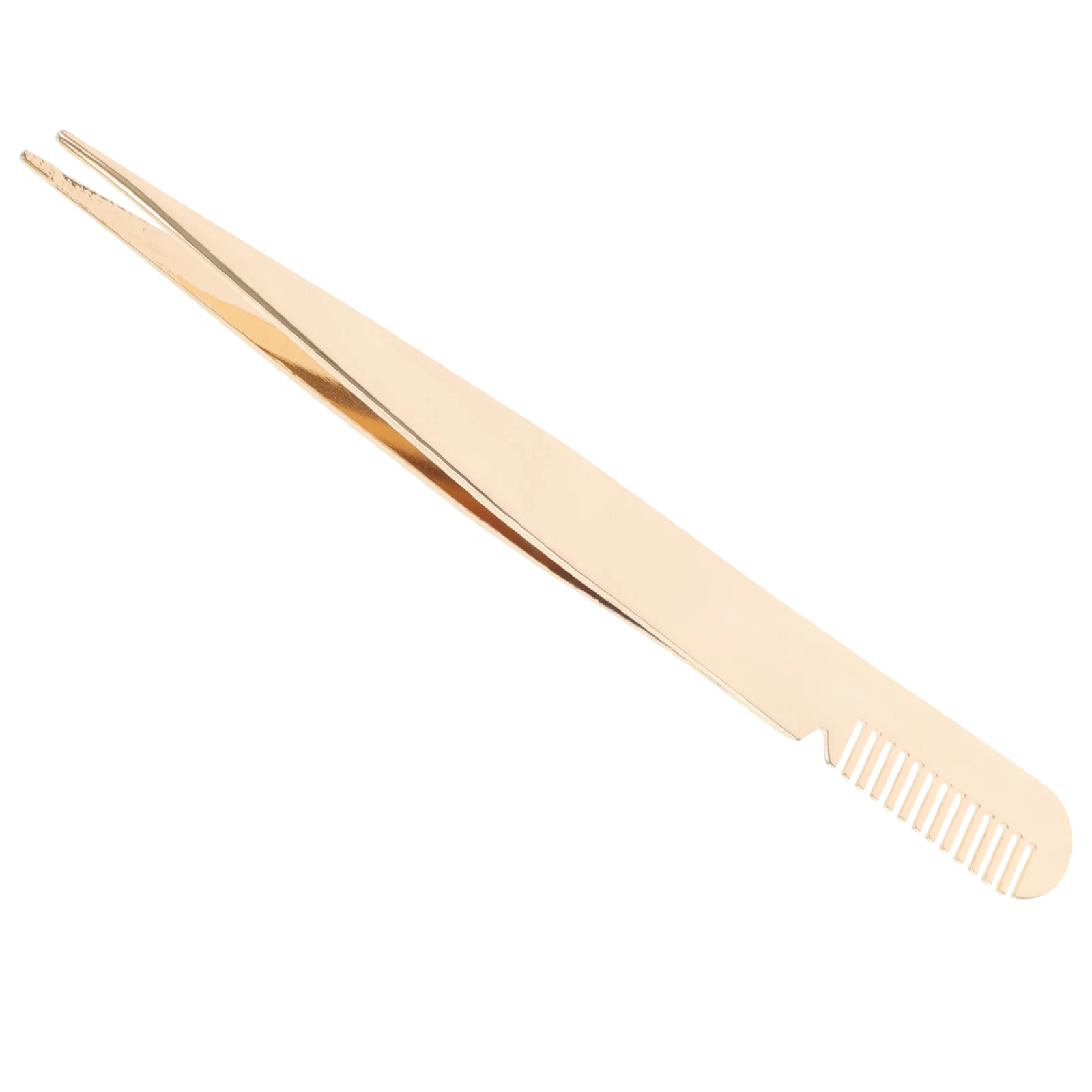

Golden Eyelash Tweezer With Comb Stainless Steel Lash Clamp Tweezers For Lashes Beauty Routine Eye Lash Tweezers Makeup Tools