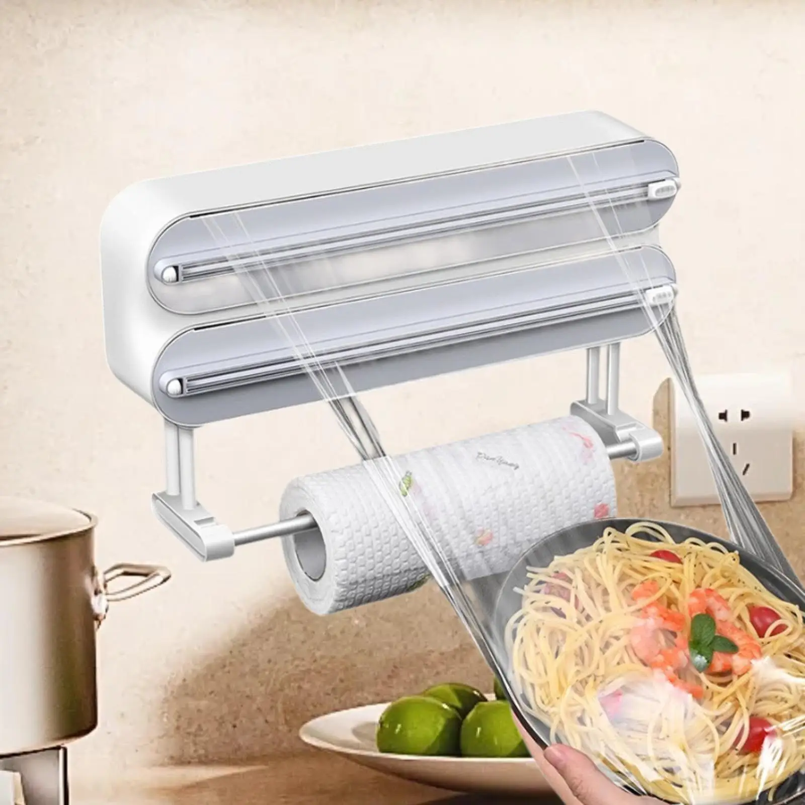 Clingfilm Dispenser with Slide Cutter for Home Use Fridge Baking Paper