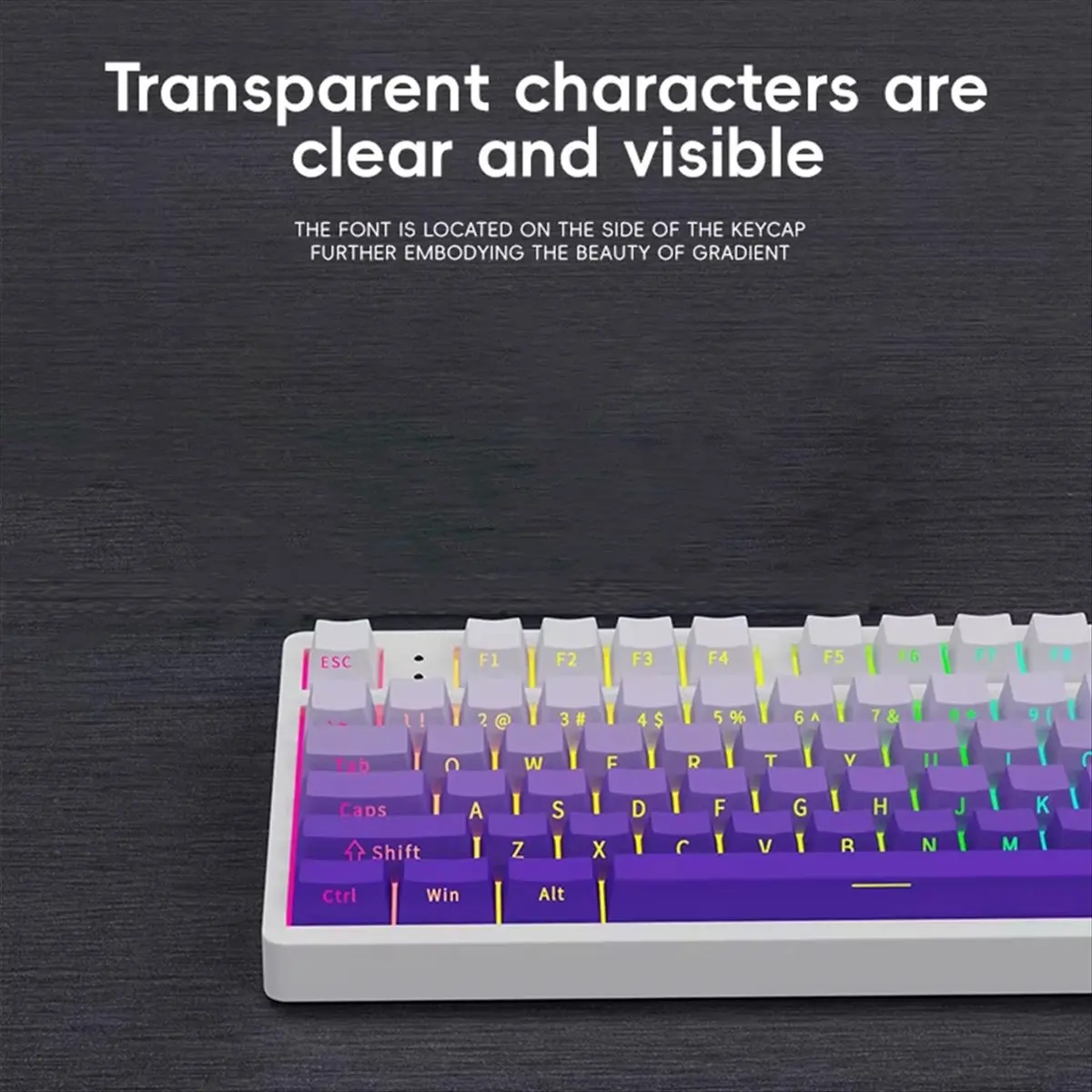 

Clinch 136, OEM-профильные колпачки для клавиш из ПБТ, полупрозрачные колпачки для клавиш с градиентной боковой гравировкой для игровой механической клавиатуры A