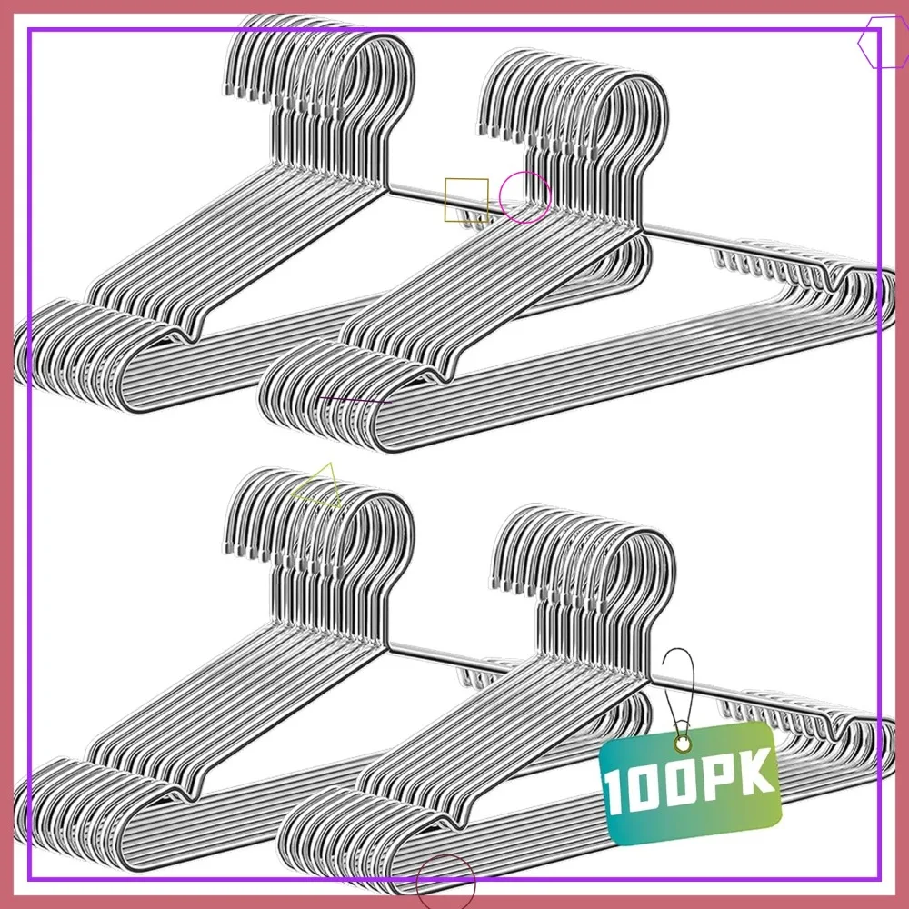 

Набор из 100 прочных вешалок из нержавеющей стали, экономящие место, серебристые, 16,5 дюймов, для пальто, костюмов, курток, рубашек
