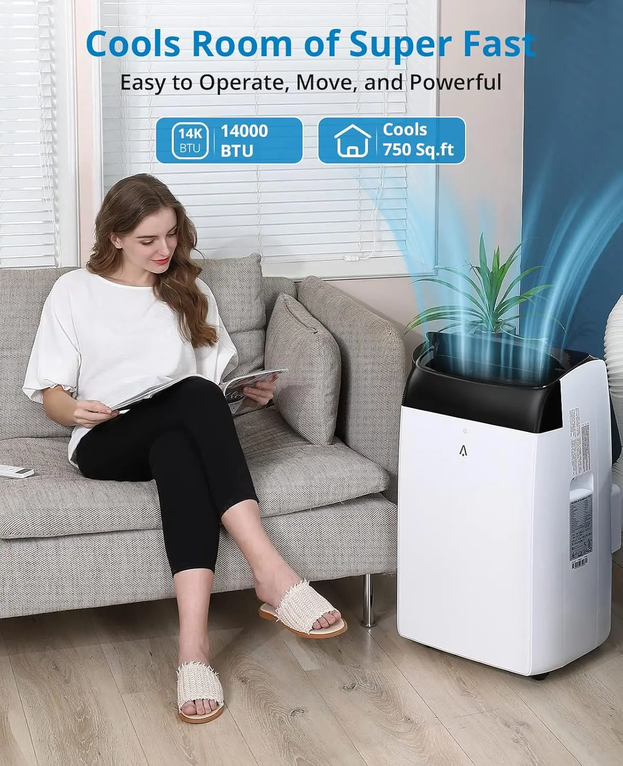 Portable Air Conditioner, Acekool 14,000 BTU Air Conditioners 3-IN-1 Quiet AC Unit with Remote Control, Window Exhaust Kit