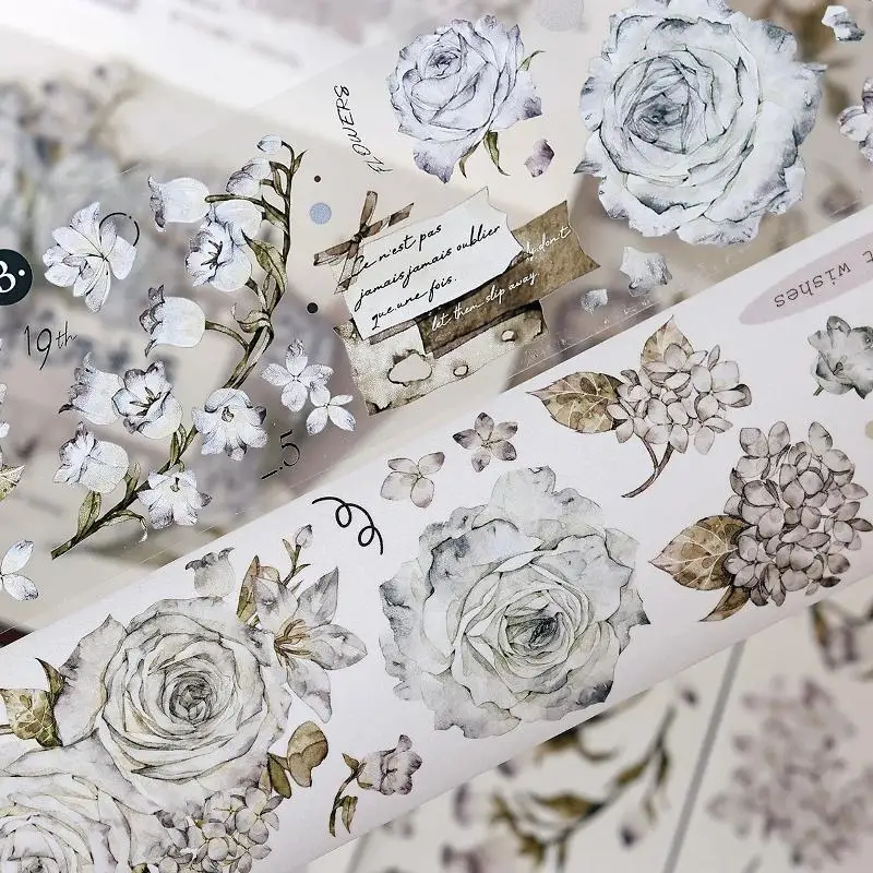 New 12 Deisigns Beautiful Flower Floral PET Washi Tape Journal Scrapbooking Decoration Xiao Bai Jia