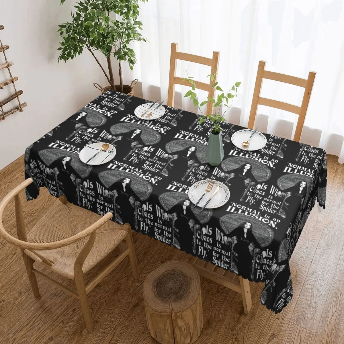 Morticia Addams Tablecloth Restaurant Kitchen Rectangular Tablecloth Festival Party Tablecloth Outdoor Dining Table Cover