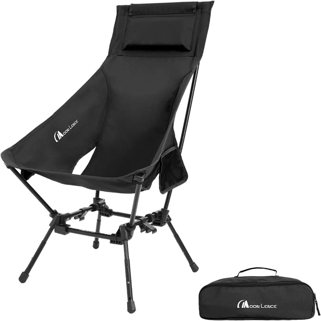 

Folding Portable High Back Camping Chairs for Adults, Adjustable Oversize Lightweight for Beach Hunting Hiking Backpacking (Blac