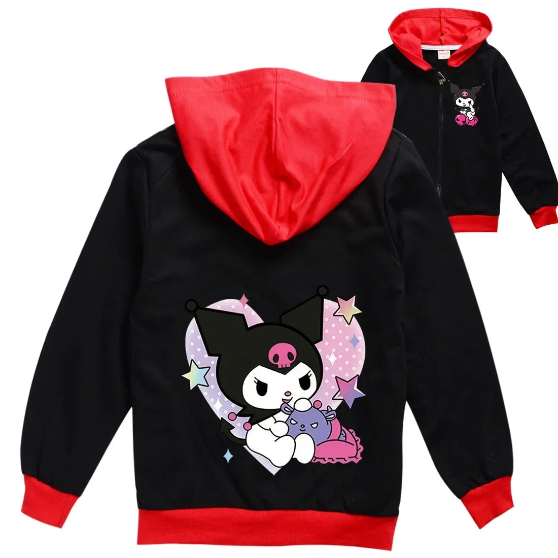 

Sanrio hello kitty Girls Hooded Jacket Cute Cartoon Spring and Autumn Cardigan Hoodie children kuromi Sweater coat