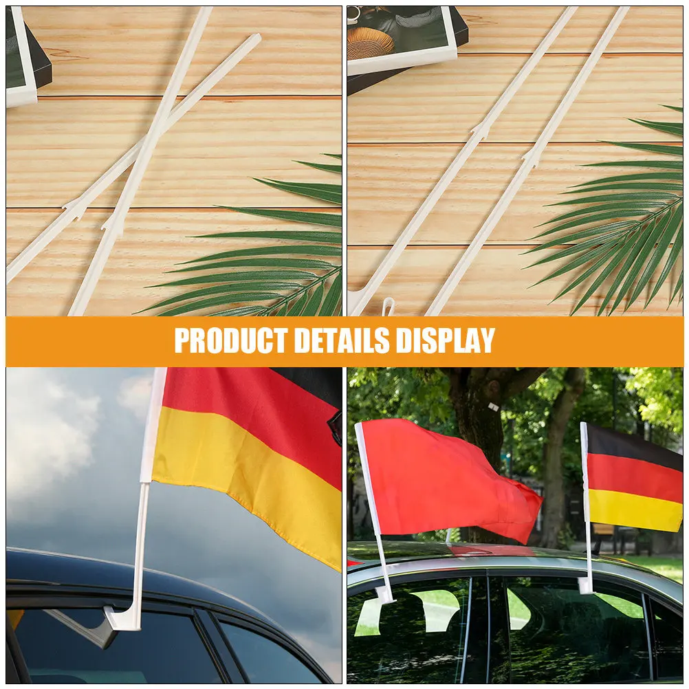 20Pcs Adjustable Car Flagpole Holder Wear Resistant PP Material Clip Designed Flag Pole for Vehicle Window Travel Outdoor Flags