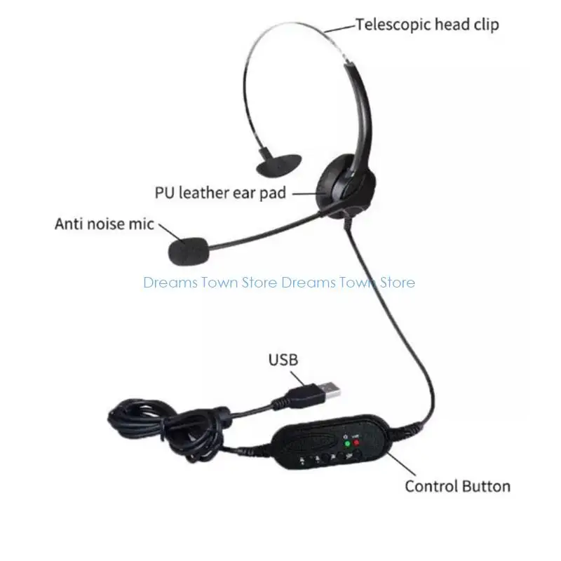 سماعة رأس USB HX6A مع ضوضاء الميكروفون إلغاء سماعة رأس USB للكمبيوتر كمبيوتر محمول مركز الاتصال