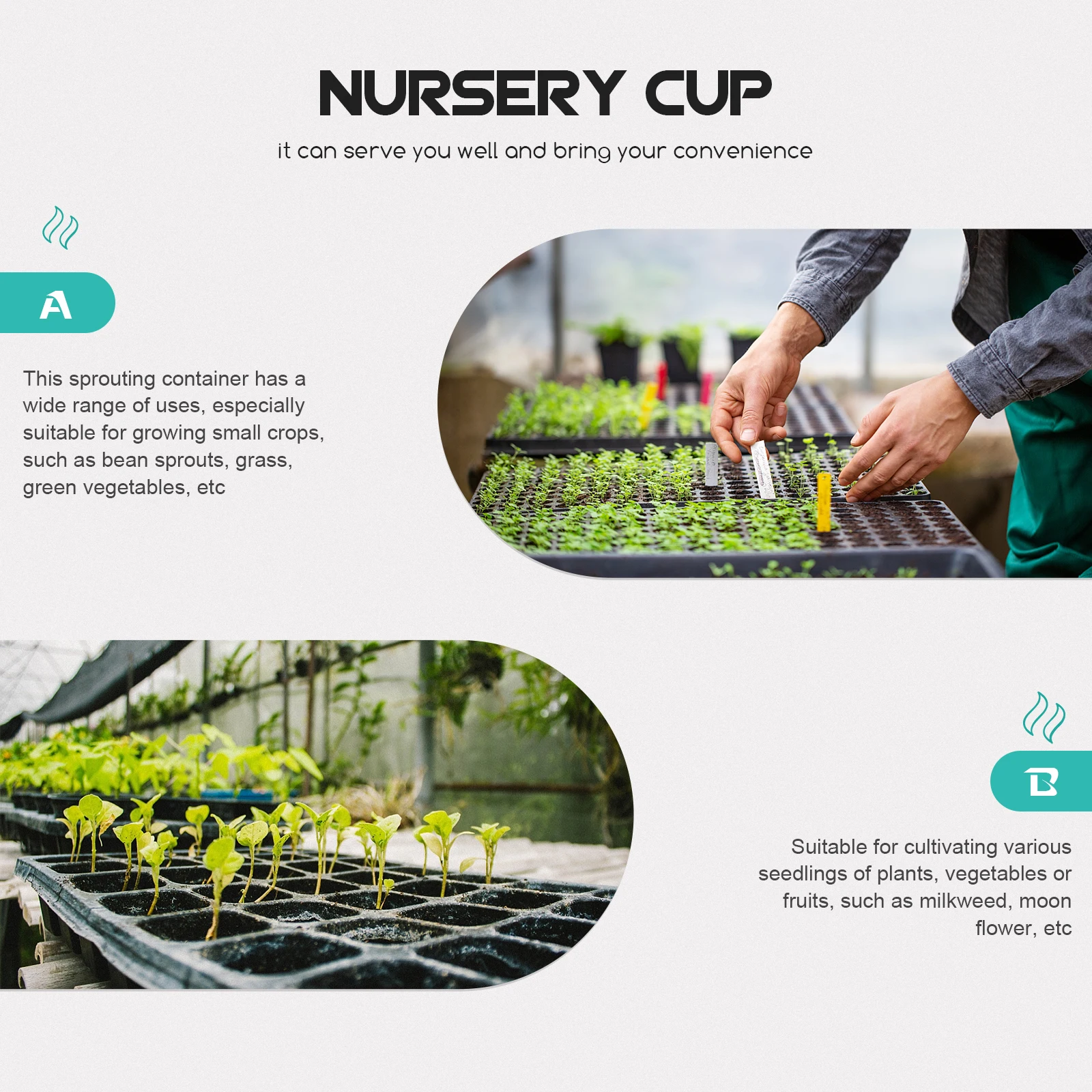 

50Set Plant Nursery Pots with Lid Transparent Nutrient Cups for Vegetables Herbs Growing Hydroponic Gardening Supplies