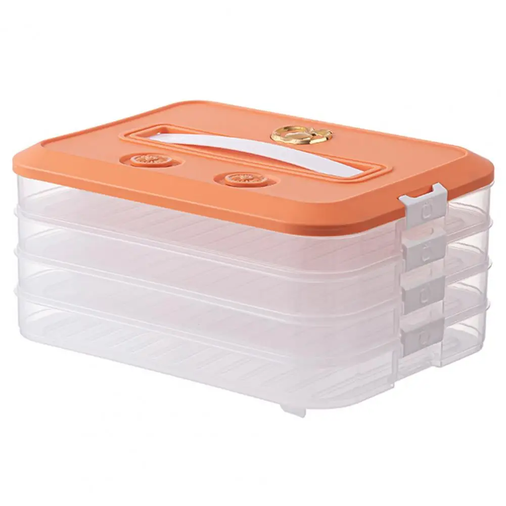 Refrigerator Food Storage Box Odor-proof Food Container Capacity Dumpling Storage Box with Portable Handle for Refrigerator