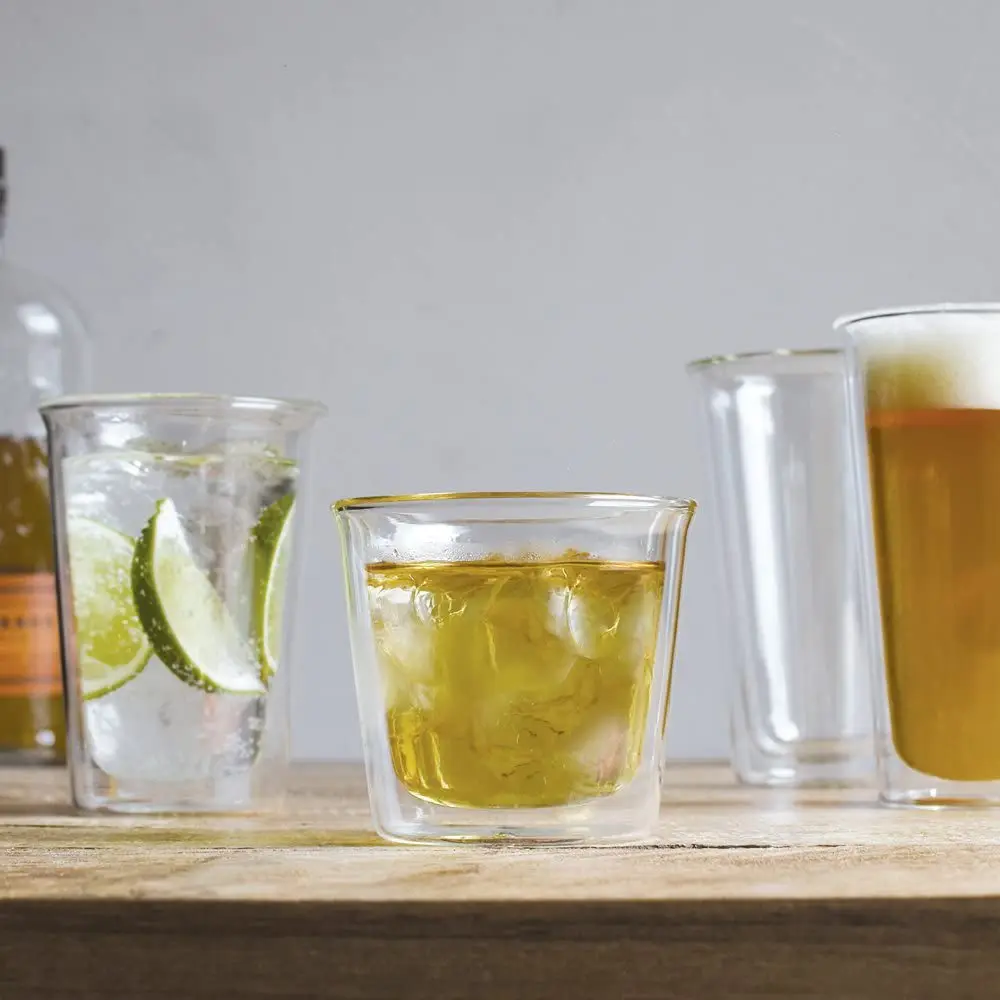 Double glass, coffee/iced tea/beer/champagne/milk cup
