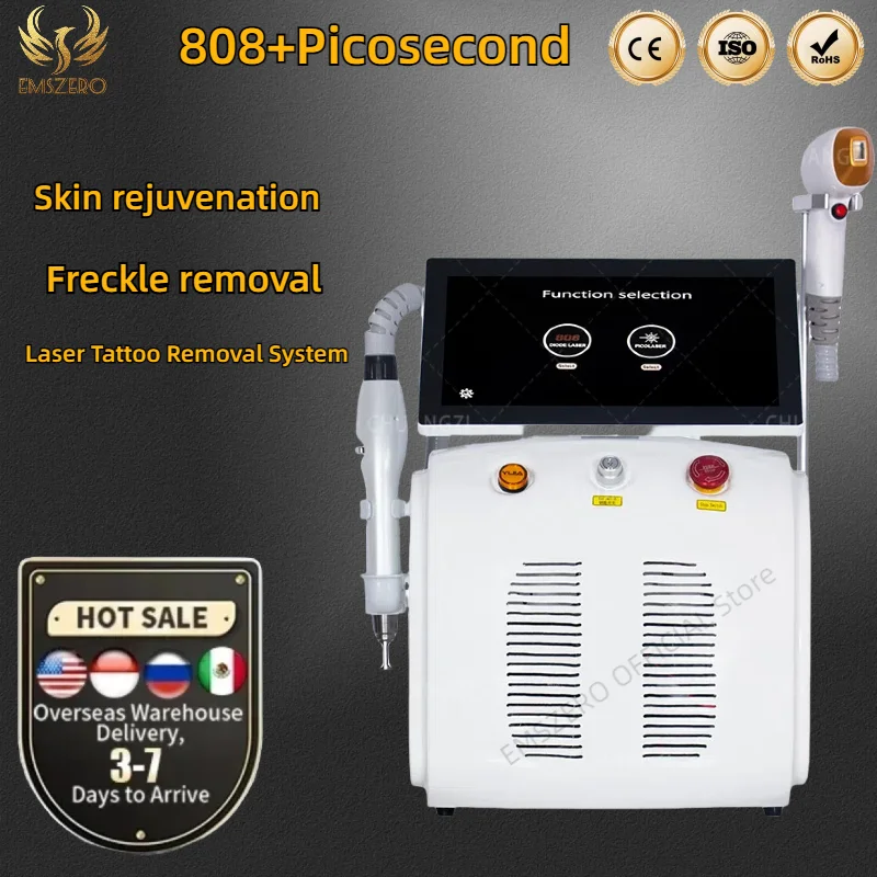 

2 in 1Professional Diode Ice Titanium Laser Body Hair Removal Machine Tattoo Removal Machine 808 + Picosecond 3000W