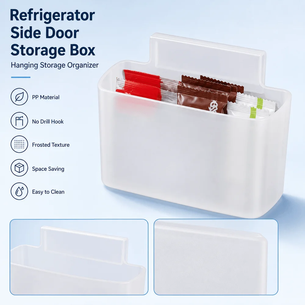 New PP Storage Box Wall Mounted No Drill Classification Box Hanging Refrigerator Side Organizer Kitchen Organization