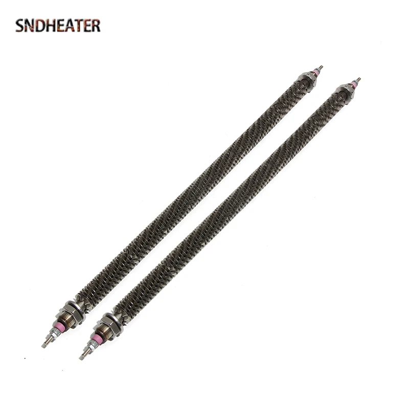 SNDHEATER 220V Air Dry Finned Heating Element M16/M18 Thread 300W 400W 500W Electric Resistance Fin Heater 250MM for Poultry Fan