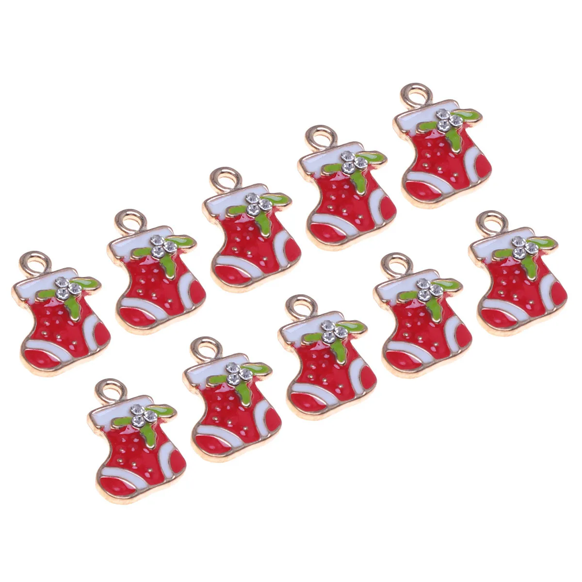 

10Pcs Christmas Stocking Charm Pendants Alloy DIY Phone Accessories Jewelry Making Necklace Bracelet Holiday Decoration