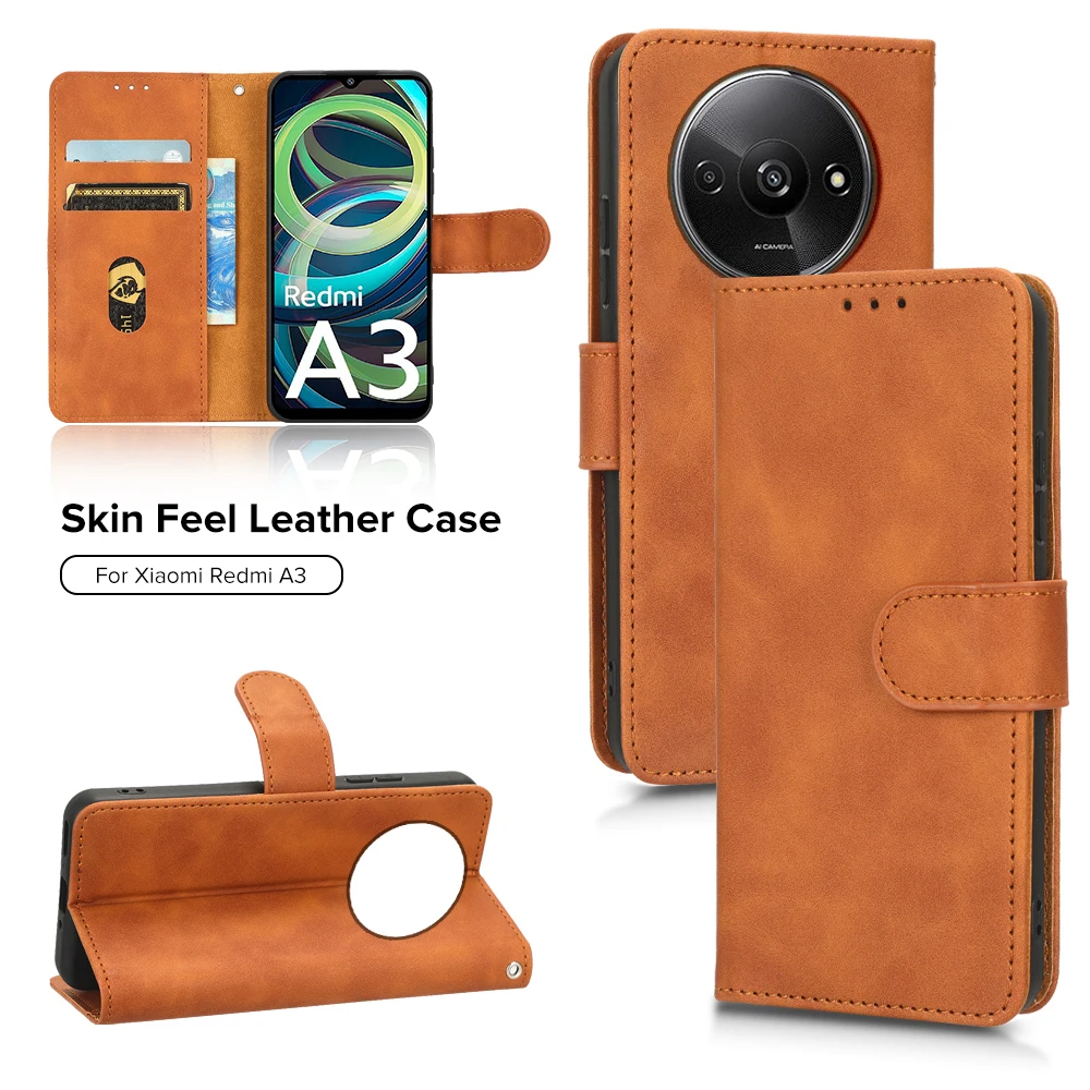 For Xiaomi Redmi A3 4G Case Flip Leather Wallet Cover Xiomi RedmiA3 Redmy Readmi A 3 3A 4G 2024 6.71